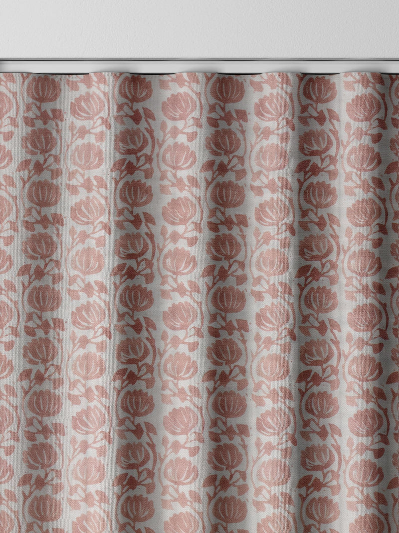 Carnation pink floral made to measure curtains - British product