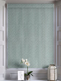 Eliza roman blind in seafoam blue with floral pattern, UK version