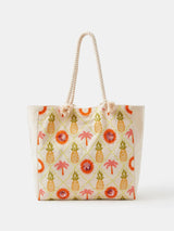 Next Accessorize Orange Pineapple Embroidered Beach Bag- Buy online at McGrocer