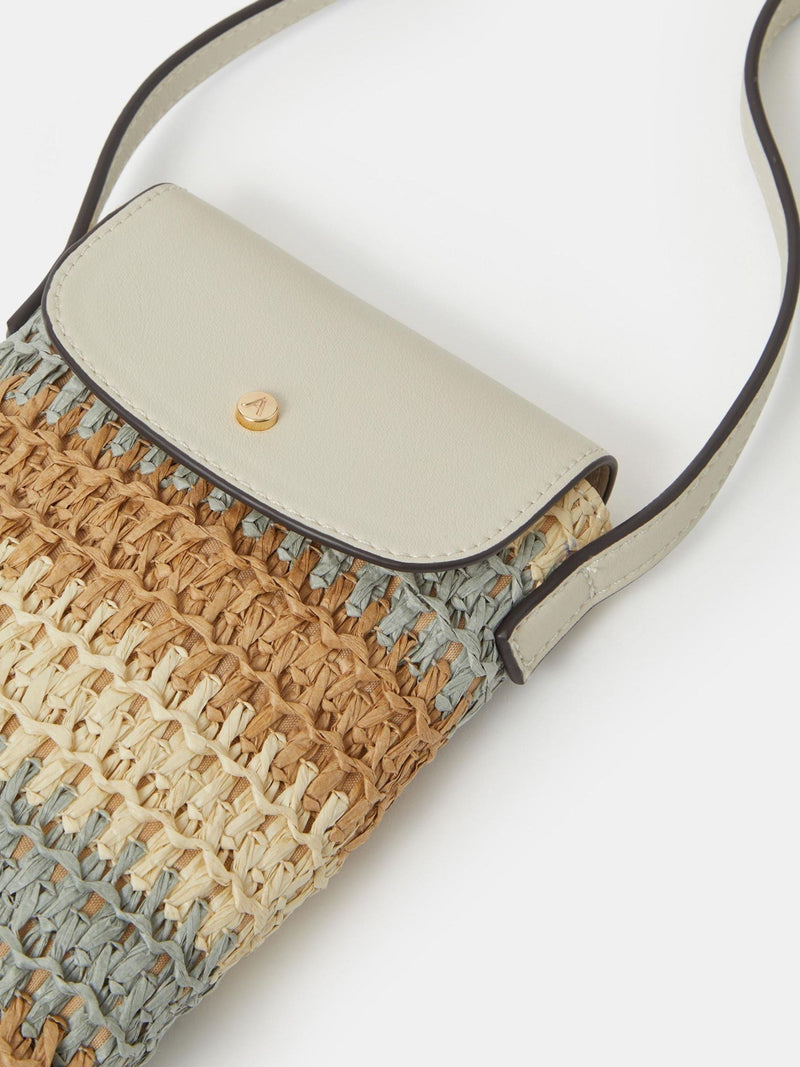 Accessorize cream raffia phone bag, UK version
