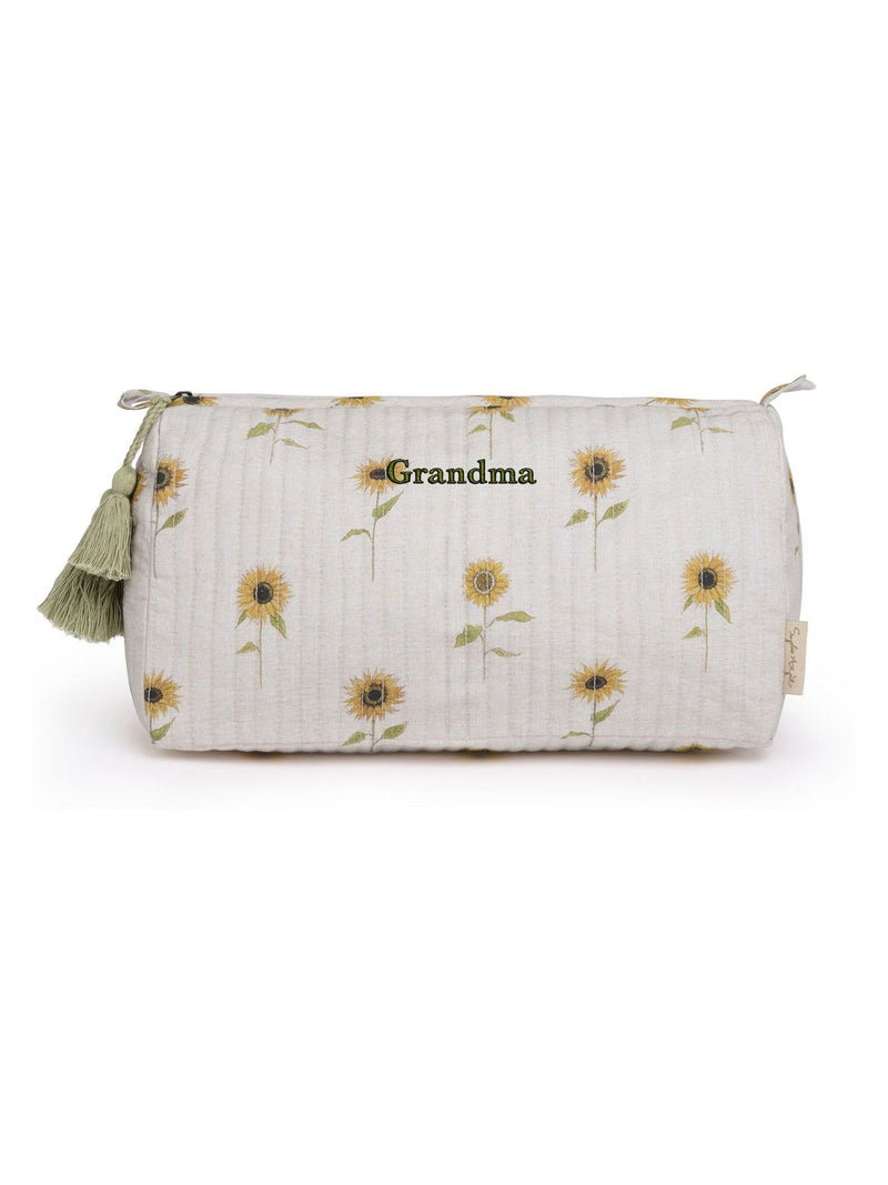 Sophie Allport sunflower cotton wash bag with tassels - British product