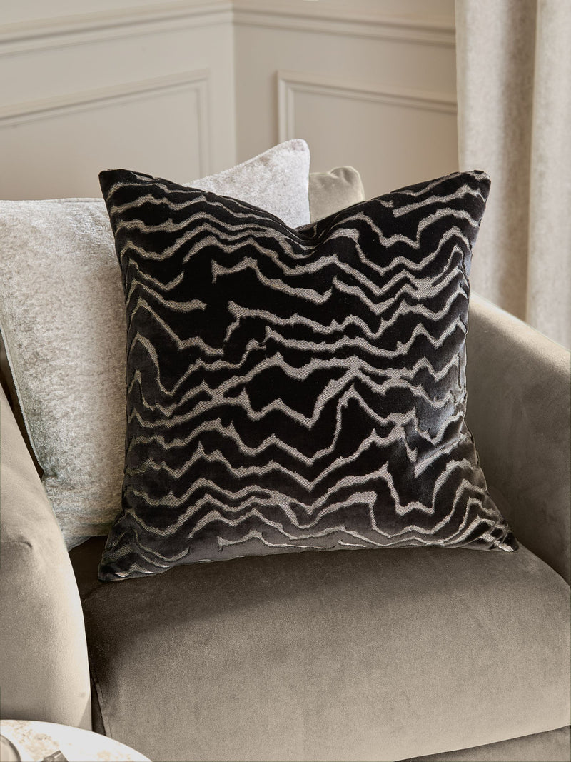 Paoletti Jet Tierra cut velvet cushion 50x50cm - British product
