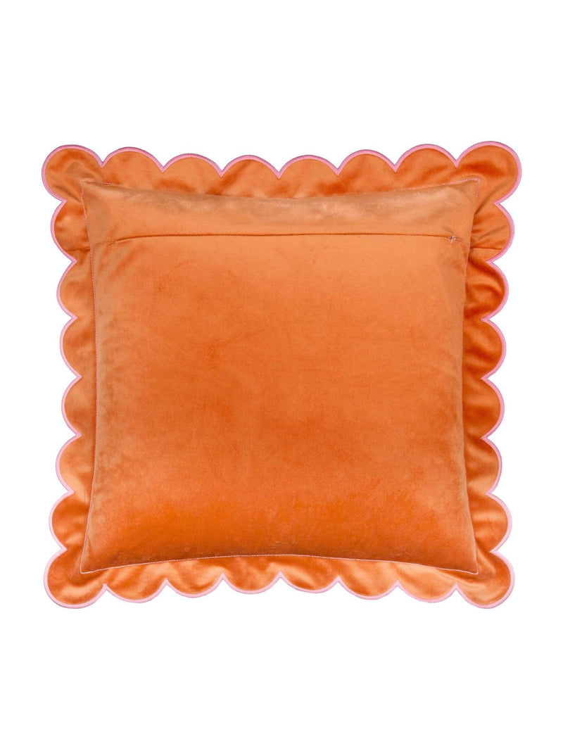 Furn orange pink scallop velvet cushion 45x45cm, UK version