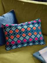 Next Furn Multicoloured Metro Diamond Velvet Fibre Filled Cushion 30x50cm- Buy online at McGrocer
