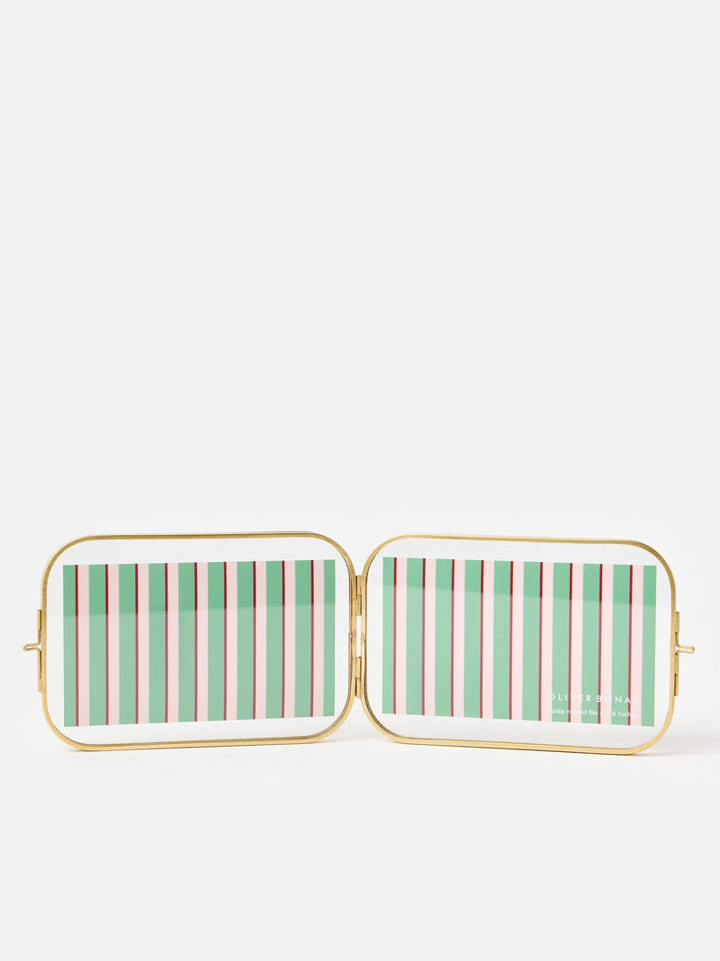 Oliver Bonas gold curved glass double picture frame 4x6 - British product
