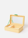 Oliver Bonas Agnes gingham jewellery box with tassel and mirror, UK version