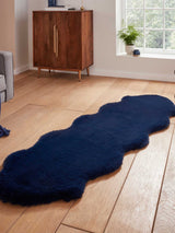 Next Think Rugs Navy Super Teddy Double Sheepskin Plain Shaggy Rug 60cm x 180cm- Buy online at McGrocer