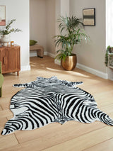 Next Think Rugs Black Faux Fur Zebra Faux Animal Rug- Buy online at McGrocer