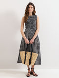 Phase Eight natural straw tote bag with faux leather handles - British product