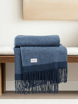 Next U.S. Polo Assn. Navy Iris Tonal Herringbone Boxed Throw Blanket 130x170cm- Buy online at McGrocer