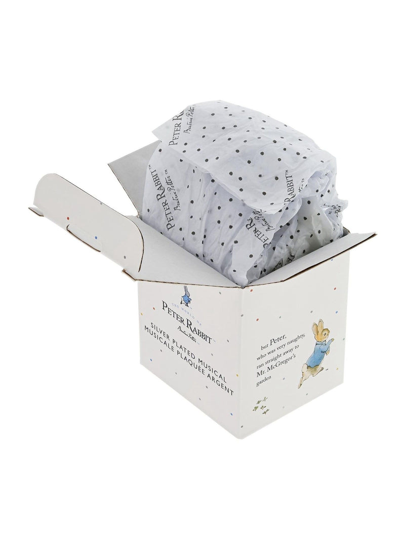 Peter Rabbit silver christening musical box, UK version