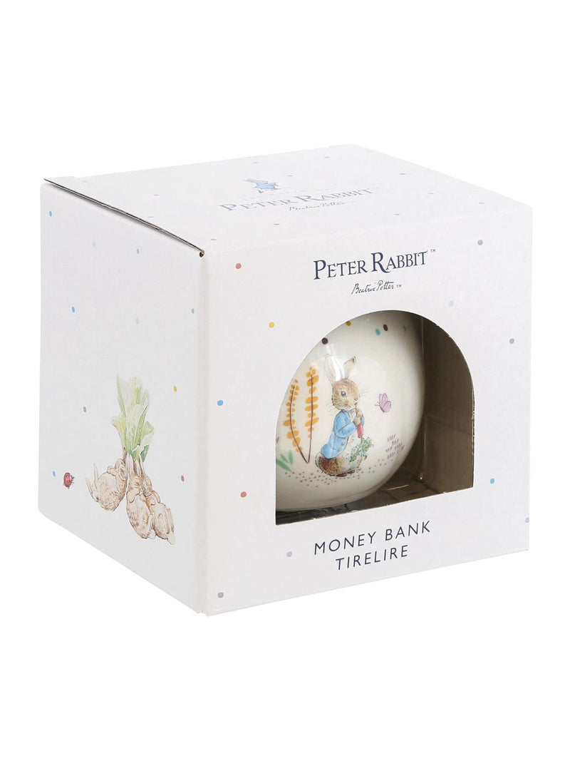 Peter Rabbit silver ceramic money bank, imported from the UK