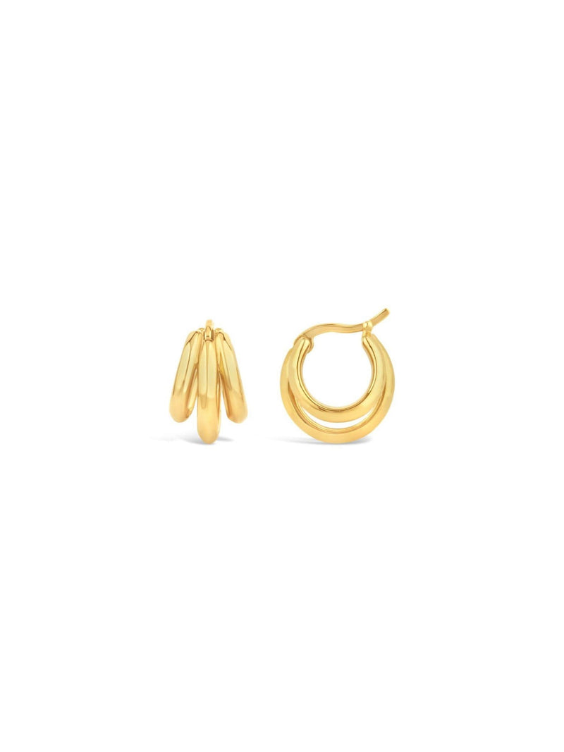 Dinny Hall gold tone triple huggie hoops 13mm (British brand)