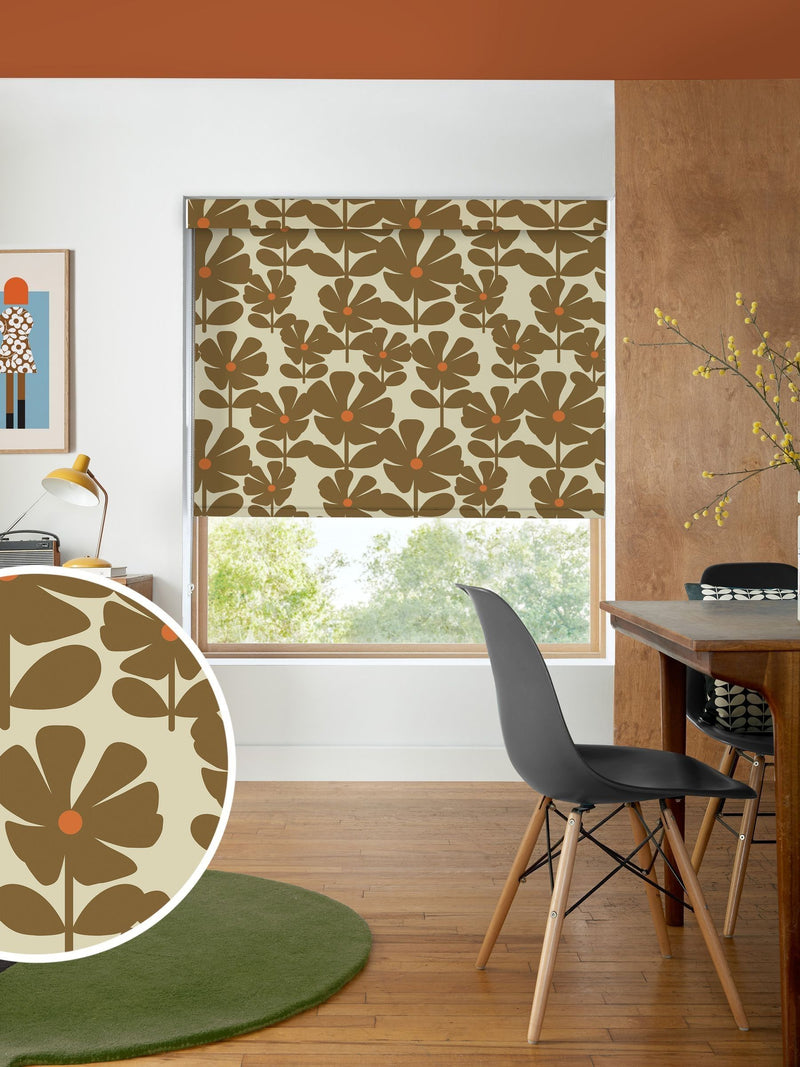 Orla Kiely roller blind Coffee Wildflower made to measure - British product