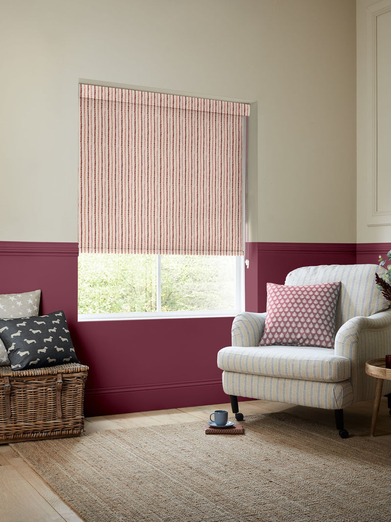 Emily Bond red Moroccan stripe blinds imported from the UK