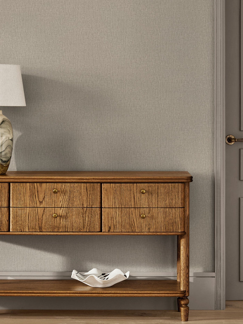 Charcoal linen look wallpaper sample A4, imported from the UK