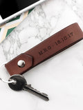 Treat Republic personalised luxury brown leather keyring 11.5cm - British product