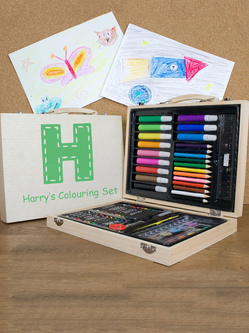Treat Republic green colouring set with pencils and crayons - British product