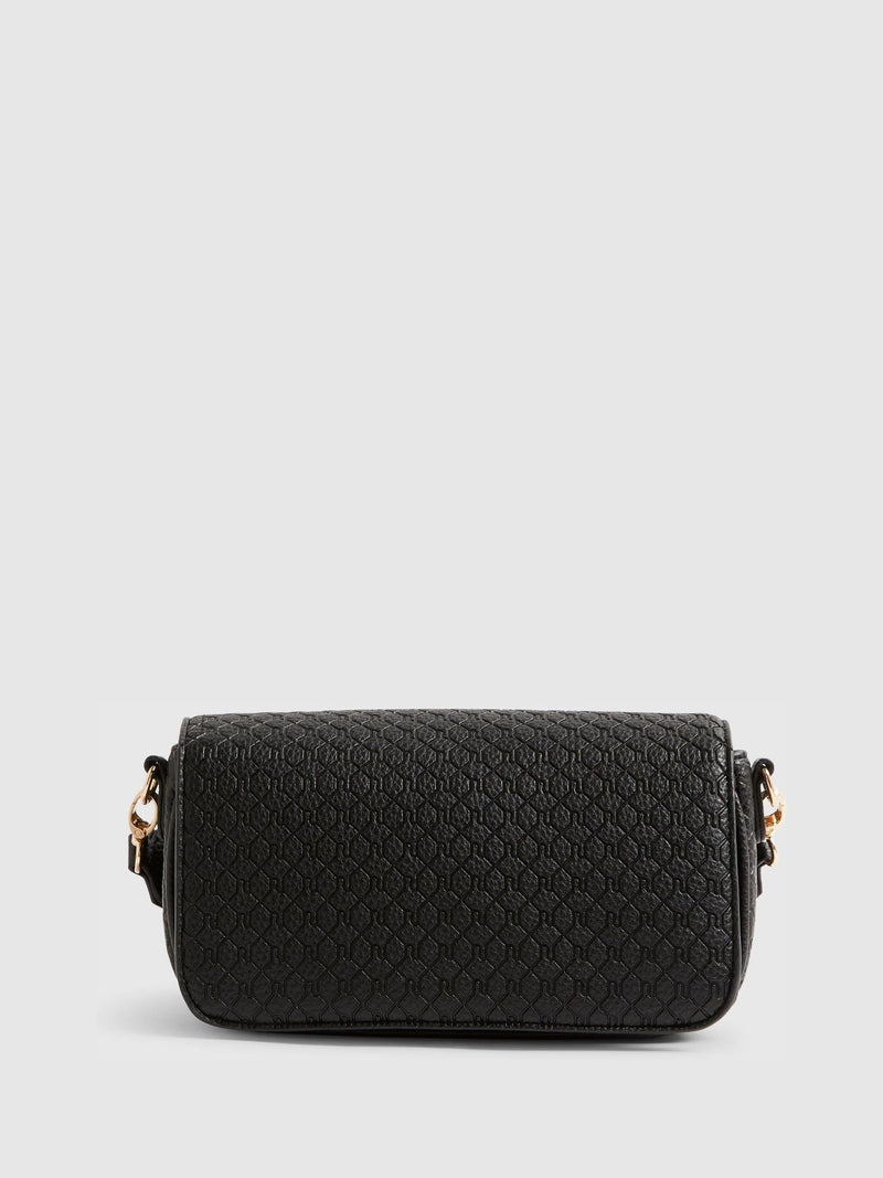 River Island black cross body bag with flap detail, UK version