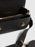 River Island black cross body bag with flap detail, UK version