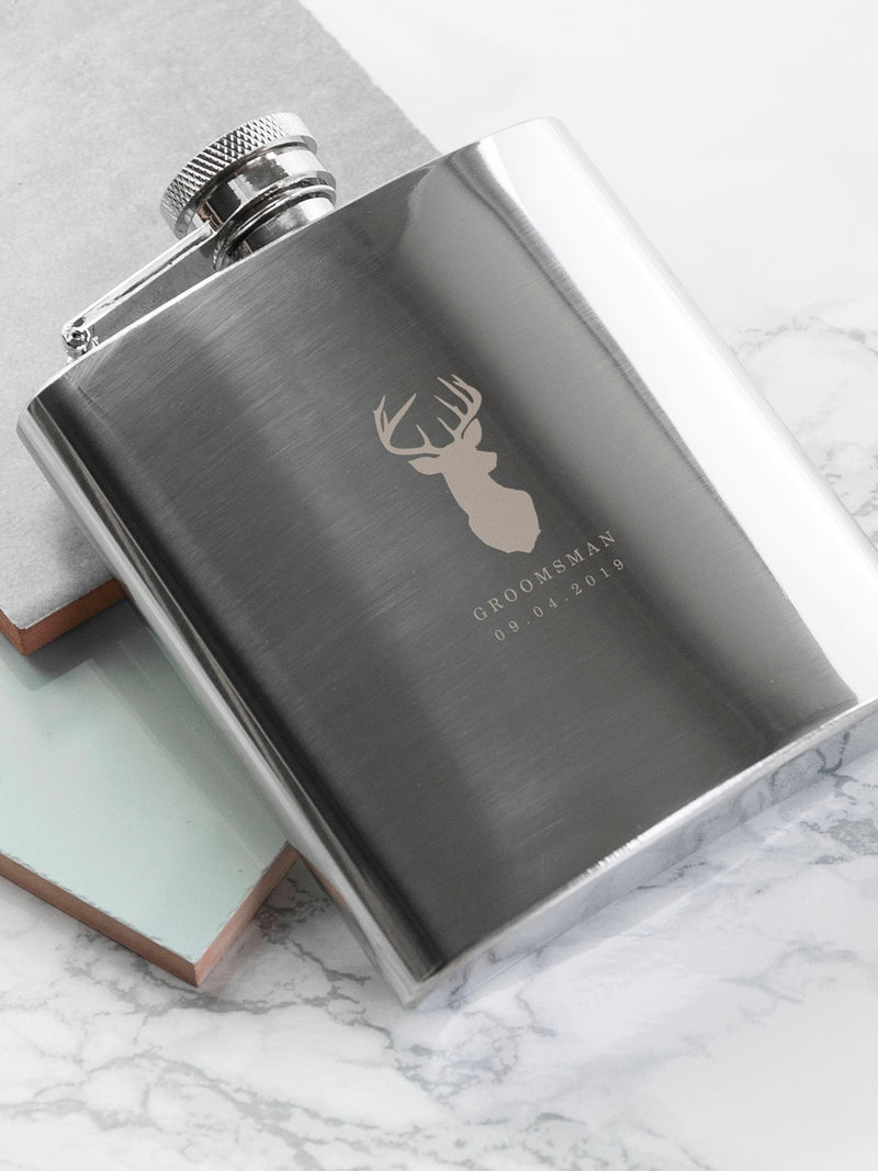Treat Republic stag hip flask 6oz, UK version