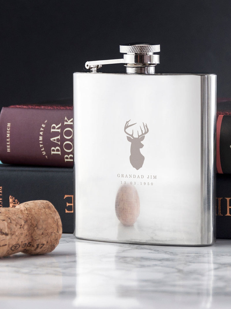 Treat Republic stag hip flask 6oz, UK version