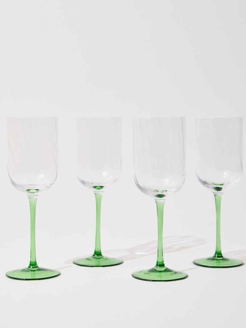 Oliver Bonas green Alba wine glasses set of 4 - British product
