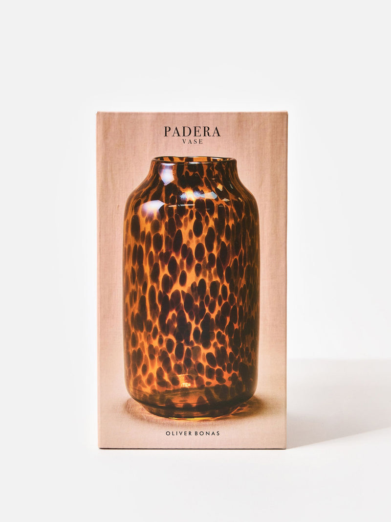 Oliver Bonas brown speckle glass vase 26cm, imported from the UK