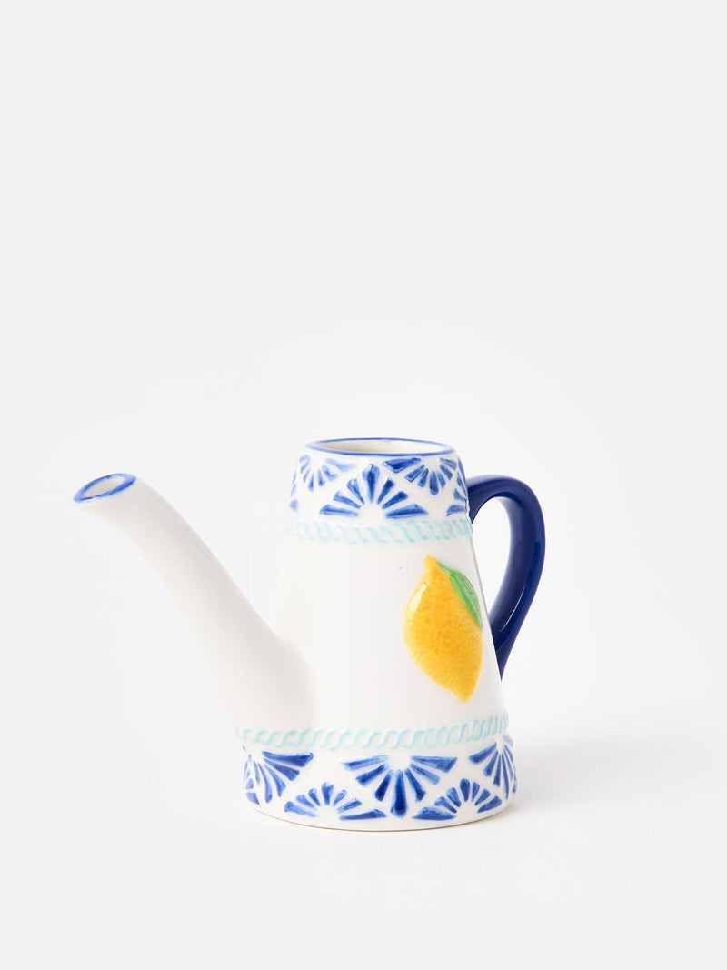 Oliver Bonas ceramic watering can Blue Lemons 14cm, UK version