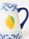 Oliver Bonas ceramic watering can Blue Lemons 14cm, UK version