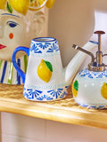 Oliver Bonas ceramic watering can Blue Lemons 14cm, UK version
