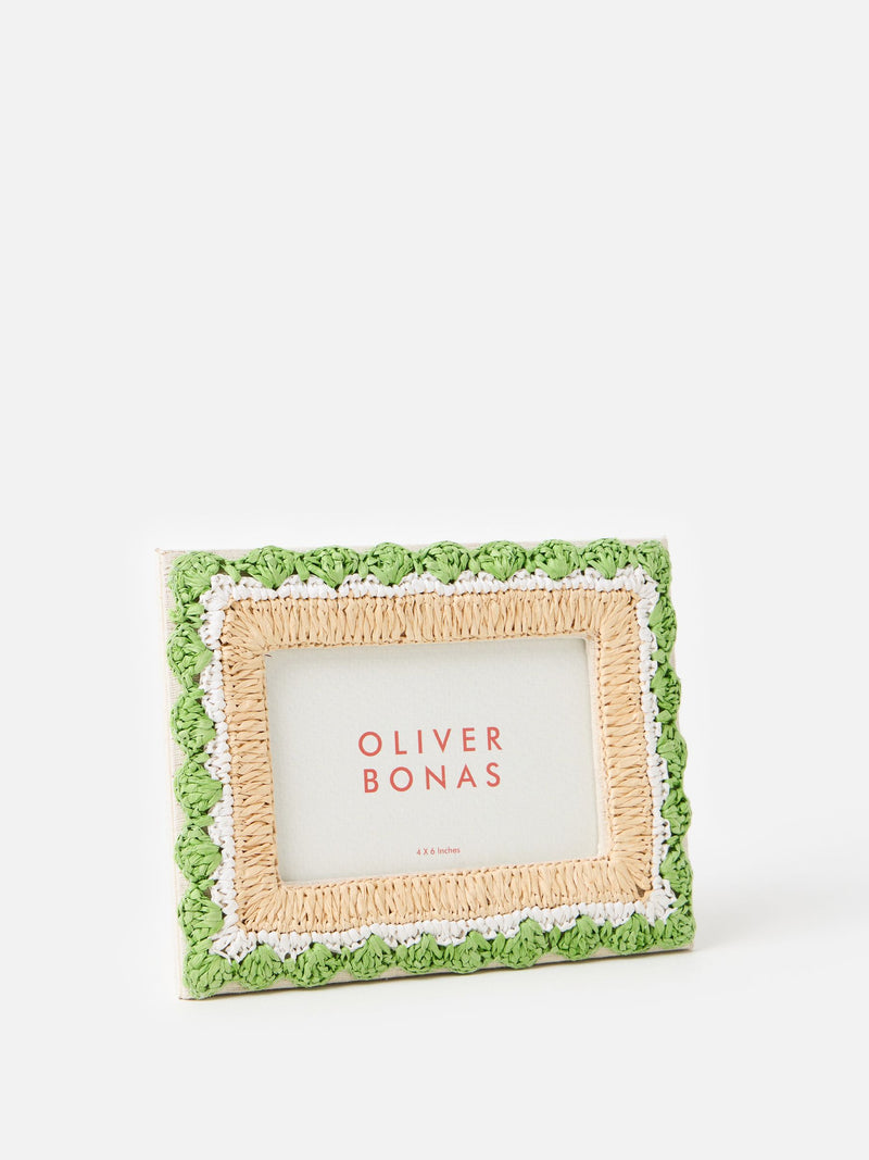 Oliver Bonas green raffia photo frame 4x6 (British brand)