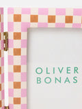 Oliver Bonas double picture frame burnt orange check 4x6, UK version