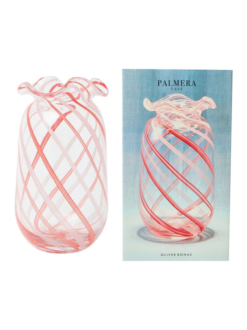 Oliver Bonas red Palmera swirl glass vase 28cm - British product