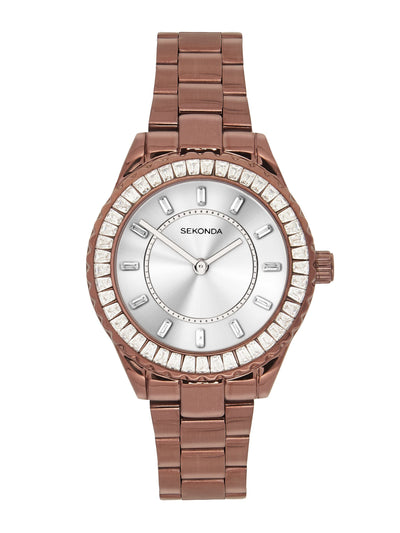 Next Sekonda Margot Brown Analogue Watch 34mm- Buy online at McGrocer
