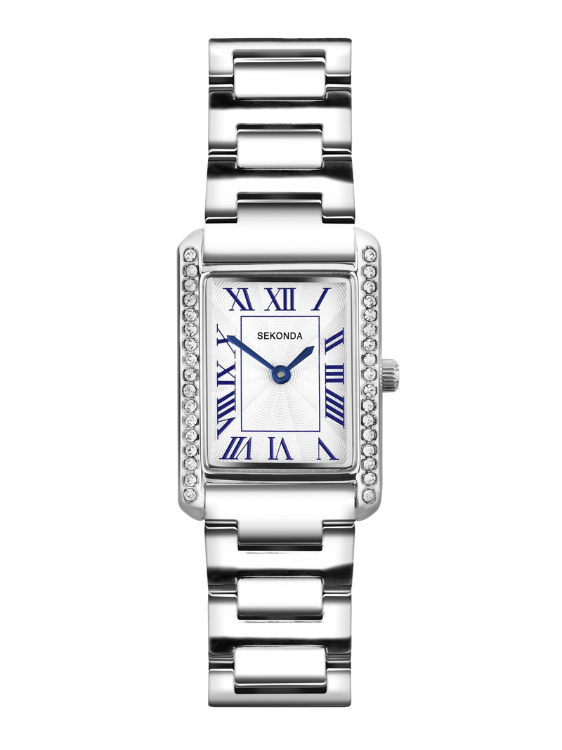 Sekonda Colette silver tone rectangular watch 22mm, UK version