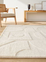 Next La Redoute Intérieurs Ecru Melko 100% Wool Graphic Print Rug- Buy online at McGrocer