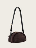 AllSaints Rosalie suede cross-body bag brown, imported from the UK