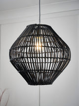 Next BHS Black Bamboo Bobbin Shade Ceiling Light 32x32.5x32.5cm- Buy online at McGrocer