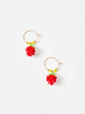 Oliver Bonas strawberry charm hoop earrings gold tone (British brand)