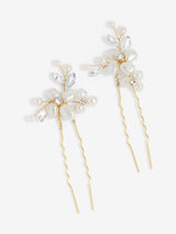 Next Jon Richard Gold Mother Of Pearl Floral Hair Pins- Buy online at McGrocer