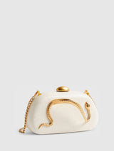 Next River Island Cream Snake Print Clutch Bag- Buy online at McGrocer