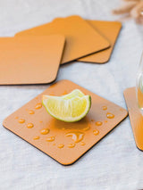 Next Lara May Mustard Yellow Leather Placemats and Coasters Set of 8- Buy online at McGrocer
