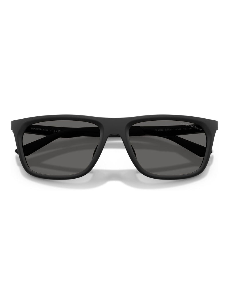 Emporio Armani black rectangular sunglasses with grey lenses, UK version