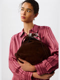 Whistles brown buckle detail suede bag, imported from the UK