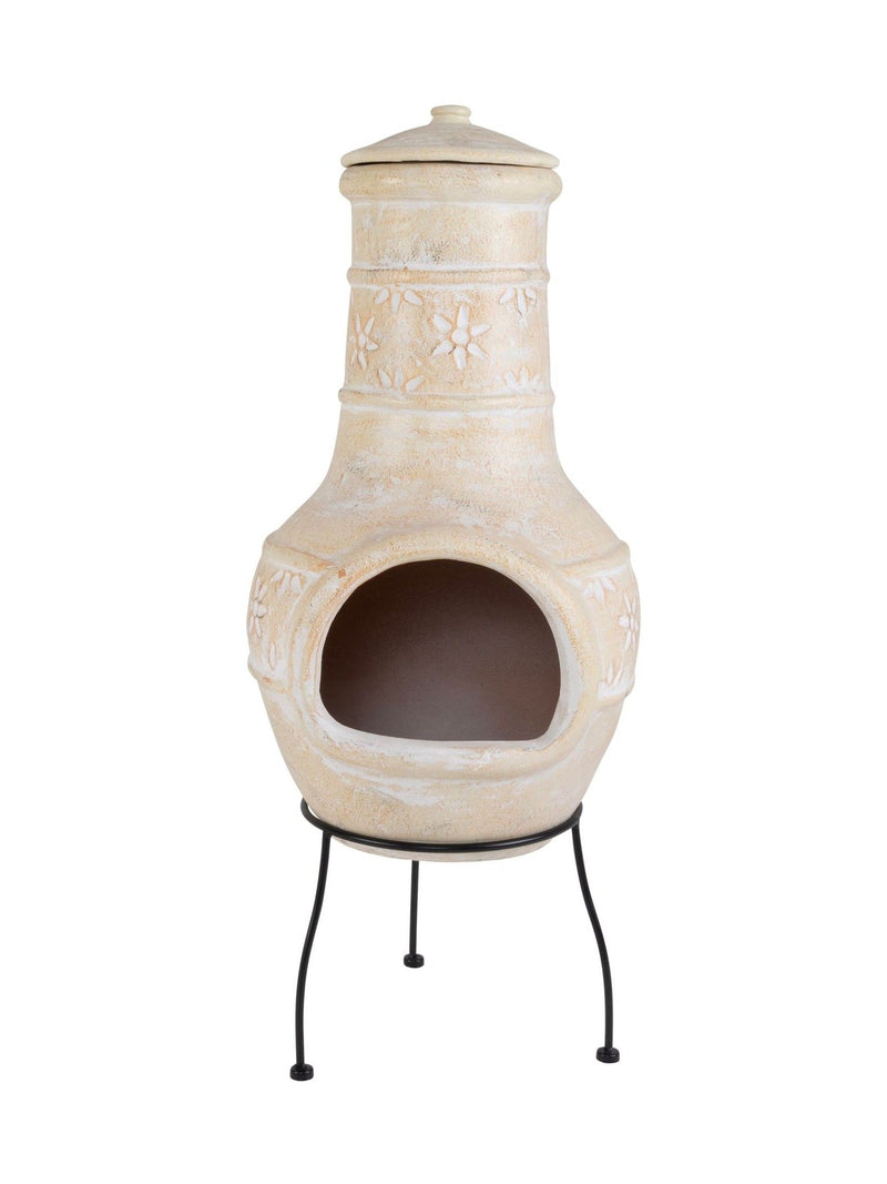 Snug Valencia Clay Garden Chiminea with floral design 85x36cm - British product