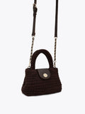 Carvela Cheska top handle bag dark brown silk, imported from the UK