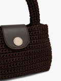Carvela Cheska top handle bag dark brown silk, imported from the UK