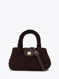 Carvela Cheska top handle bag dark brown silk, imported from the UK