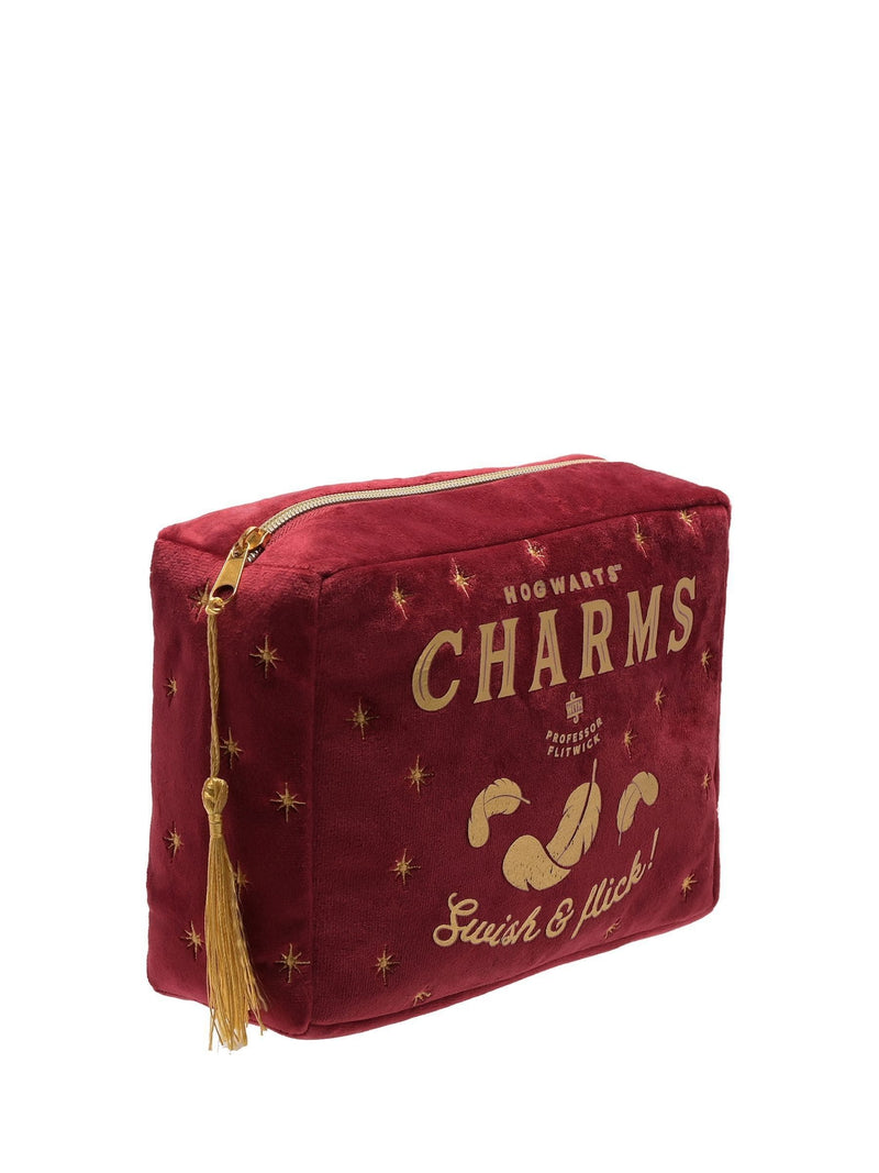 Harry Potter red wash bag with Hogwarts charms gold foil - British product